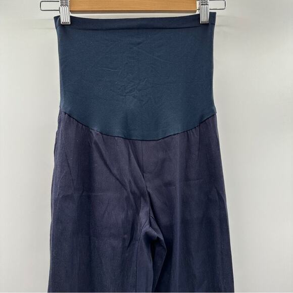 A Pea in the Pod Maternity Navy Blue Pull On Stretchy Bootleg Pants Size L - Picture 2 of 6